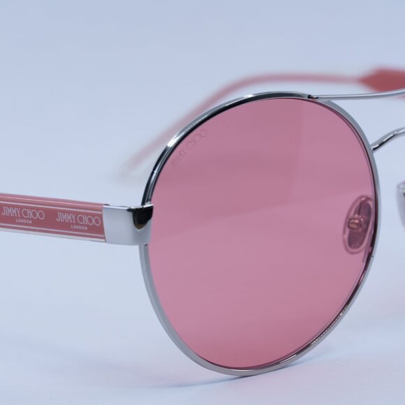 🕶️ New Jimmy Choo YANN/S 010 UR Sunglasses - Shiny Palladium with Pink Frame - Picture 9 of 11